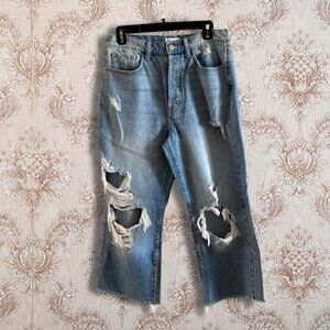 Cello Distressed Cropped Boyfriend Jeans